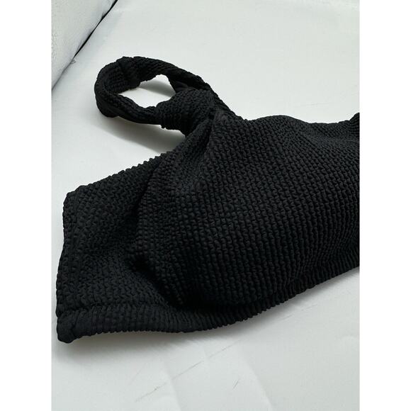 NWT J. Crew Scrunchie Knotted Scoop Neck Black Textured Bikini Top Sz 3X - Picture 6 of 9